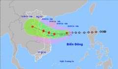 Dự báo hướng và thời gian di chuyển của áp thấp nhiệt đới. Ảnh: Trung tâm Dự báo khí tượng thủy văn quốc gia.