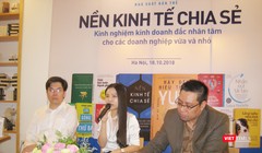 Ông Phạm Nam Long và bà Nguyễn Hoàng Anh - các đồng sáng lập của Startup Abivin cùng ông Nguyễn Đình Thành - Giám đốc điều hành Công ty CSCI Indochina