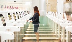 Quét vân tay tại khu vực máy làm thủ tục nhập cảnh ở nhà ga số 4 của sân bay Changi. Nguồn: Bloomberg.
