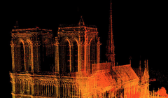 Kết cấu nhà thờ hiện rõ qua các hình ảnh do máy quay laser thu lại.
