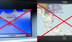 Bản đồ có hình ảnh vi phạm chủ quyền quốc gia Việt Nam trên các mẫu Zotye (trái) và Volkswagen Touareg (phải).