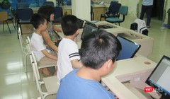 Một lớp dạy tin học ở Cung Thiếu nhi Hà Nội