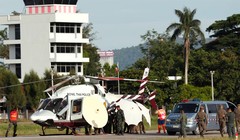 Trực thăng đưa các cậu bé tới bệnh viện Chiang Rai ngày 9/7