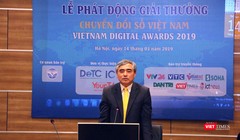 ông Nguyễn Minh Hồng, Chủ tịch Hội Truyền thông Số Việt Nam tại lễ phát động Giải thưởng Vietnam Digital Awards 2019