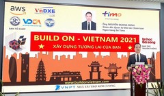 Ông Nguyễn Quang Minh - Giám đốc Quan hệ Đối tác Chiến lược của Ngân hàng số Timo - phát biểu tại lễ khai mạc cuộc thi.