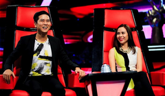 Hồ Hoài Anh và Lưu Hương Giang ngồi ghế giám khảo trong chương trình Giọng hát Việt nhí