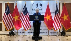 Bộ trưởng Tài chính Hoa Kỳ Janet Yellen phát biểu tại Hà Nội (ảnh: Nikkei Asian Review)
