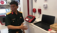 Trung tá Bùi Ánh Quang giới thiệu hệ thống cảnh báo sớm về hoả hoạn của Viettel tại Triển lãm Secutech Vietnam vừa được tổ chức ở Hà Nội. 