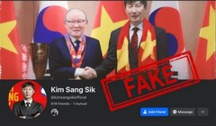 Một tài khoản giả mạo HLV Kim Sang-sik trên mạng xã hội (ảnh: DJ Management)