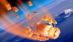 Minh họa tàu vũ trụ ATV của châu Âu phát nổ và bị đốt cháy khi rơi vào bầu khí quyển trái đất (ESA/D. Ducros)