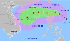 Dự báo hướng đi của bão Yinxing.