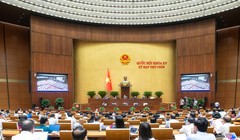 Quốc hội khóa XV thảo luận ở hội trường về Dự thảo Nghị quyết của Quốc hội sửa đổi, bổ sung một số điều của Hiến pháp năm 2013. Ảnh: Quochoi.vn.