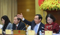 Phó Thống đốc NHNN Nguyễn Thị Hồng (bìa phải) tại buổi Họp báo Chính phủ chiều 29/01 (Ảnh: VGP).