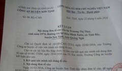 Kết luận của Công an huyện Sơn Tịnh