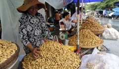 Với gia bán cao gấp nhiều lần đậu phộng nhập khẩu, đậu phộng VN rất khó cạnh tranh. Trong ảnh: đậu phộng được bán tại TP.HCM - Ảnh: NGỌC DƯƠNG