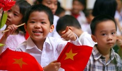 Học sinh trong lễ khai giảng tại Thủ đô Hà Nội.