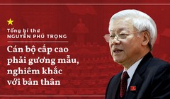 Tổng bí thư Nguyễn Phú Trọng cho rằng cán bộ chức càng cao thì càng phải nghiêm khắc với bản thân. Đồ họa: Phượng Nguyễn.