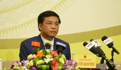 Tổng thư ký Quốc hội Nguyễn Hạnh Phúc chủ trì họp báo trước kỳ họp thứ 6 của Quốc hội.