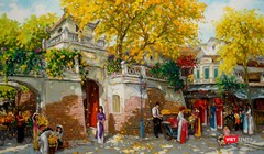 Bức "Chiều thu bên ô Quan Chưởng” của họa sĩ Lâm Đức Mạnh bị sao chép rao bán công khai 