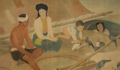 Bức Le Pécheur et Sa Famille (Gia đình ngư dân, lụa, 67cm x 110cm, 1940) của Lương Xuân Nhị bán hơn 13,8 tỷ đồng. 