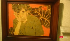 Tranh sơn mài "Chân dung họa sĩ Nguyễn Gia Trí" (do họa sĩ Kim Bạch thực hiện năm 2002) 