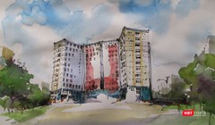 Một SV trong KTX ĐHQG đã vẽ lại hình ảnh khu Ký túc thân yêu, khác hẳn với sự chê bai của nữ du học sinh trở về từ Mỹ (Ảnh: Ban Quản lý KTX cung cấp) 