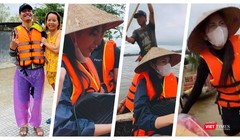 Rất nhiều sao Việt đang mang hàng cứu trợ về tới tay bà con vùng lũ (Ảnh: Hoà Bình ghép) 