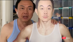 Hình chụp nghệ sĩ Chí Tài trong video tập luyện ở cầu thang bộ (Nguồn: FBNV)