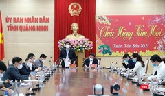 GS.TS Nguyễn Thanh Long, Bộ trưởng Bộ Y tế, Phó Trưởng ban Thường trực Ban Chỉ đạo quốc gia phòng chống dịch COVID-19: Tết này nhân dân Quảng Ninh yên tâm đón Tết trong trạng thái bình thường mới - Ảnh: Trần Minh. 