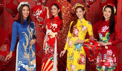 Các hoa hậu, á hậu rạng rỡ gửi lời chúc Tết Tân Sửu 2021 đến mọi người (Ảnh: Milor Trần) 