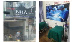 Bên dưới là quán cà phê, bên trên là cơ sở thẩm mỹ “chui” (Ảnh: SYT) 