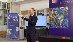 Người sáng lập dự án Cổng trời, ông Phạm Toàn Thắng trong buổi giới thiệu với báo chí sáng 3/4 (Ảnh: HB) 