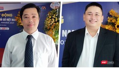 Ông Ngô Thanh Tùng - Phó Tổng Giám đốc SoftTech Đà Nẵng và ông Vũ Tuấn Anh - Phó Tổng Giám đốc Dr SME tại buổi họp báo sáng 6/4 tại Đà Nẵng (Ảnh: HB) 