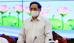 Thủ tưởng Phạm Minh Chính tại cuộc họp với TP.HCM sáng 13/5 -Ảnh Huyền Mai