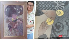 Hoạ sĩ Hà Hùng Dũng cho biết không dễ để vượt qua thử thách với tranh lụa - Ảnh: Hoà Bình