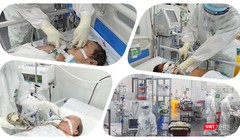 Chăm sóc bệnh nhân nặng COVID-19 ở Trung tâm Hồi sức tích cực Bệnh viện Trung ương Huế tại TP.HCM trong giai đoạn đỉnh dịch. Ảnh: Hoà Bình