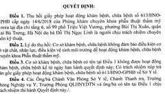 Nội dung quyết định thu hồi giấy phép hoạt động của Phòng khám Korea của Sở Y tế Hà Nội