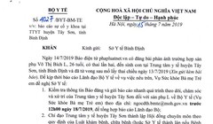Công văn của Bộ Y tế về vụ việc của sản phụ L. tử vong sau khi mổ sinh