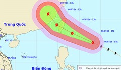 Dự báo đường đi của bão vào chiều 6/7. Ảnh: NCHMF.