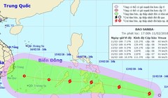 Bão giật cấp 12 đang tiến nhanh vào Biển Đông. Ảnh: Trung tâm dự báo khí tượng thủy văn Trung ương.