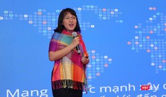 Bà Lê Diệp Kiều Trang, Tổng Giám đốc, Facebook Việt Nam phát biểu tại Diễn đàn