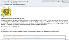 Hình ảnh tệp tin chứa mã độc tống tiền GandCrab 5.2  được phát tán qua thư điện tử giả mạo Bộ Công an Việt Nam.