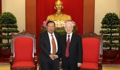 Tổng Bí thư, Chủ tịch nước Nguyễn Phú Trọng tiếp Tổng Bí thư, Chủ tịch nước Lào Bounnhang Vorachith