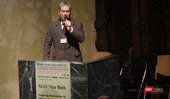 TS Ngô Như Bình với vai trò là diễn giả chính tại cuộc Hội thảo quốc tế về Việt Nam học và Đài Loan học tổ chức tại Đại học Thành Công ở Đài Loan tháng 11/2016. (Ảnh: NVCC)