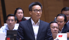 Phó Thủ tướng Vũ Đức Đam tại phiên thảo luận tại hội trường Quốc hội hôm nay.