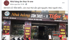 Nhà hàng N-One đổi tên thành Sơn Thuỷ +V sau khi bị tố liên quan đến việc ông Đ.H.H. bị bắt quỳ, hành hung dã man. Ảnh chụp từ trang cá nhân của nhà hàng N-One.
