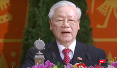 Tổng Bí thư Nguyễn Phú Trọng tại Lễ ra mắt Ban Chấp hành Trung ương Đảng khoá XIII.