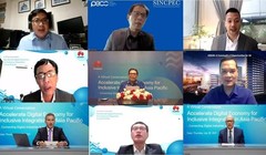 Các diễn giả tham gia hội thảo quốc tế trực tuyến chủ đề “Thúc đẩy nền kinh tế số để hội nhập toàn diện ở châu Á - Thái Bình Dương - Kết nối các ngành kỹ thuật số trong đại dịch”.