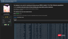 Bài viết trên diễn đàn tin tặc rao bán thông tin của 30 triệu người dân Việt Nam.