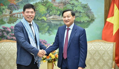 Phó Thủ tướng Lê Minh Khái tiếp ông Anthony Tan, Tổng Giám đốc kiêm đồng sáng lập Tập đoàn Grab toàn cầu. Ảnh VGP.